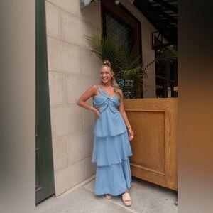 Elegant Blue Layered Women's Dress